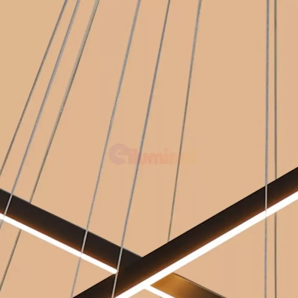 Lustra LED 9 Geometric BLACK Lines Suspendata Echivalent 1200W 300CM NEAGRA / 300CM / SUSPENDATE Lighting Fixtures