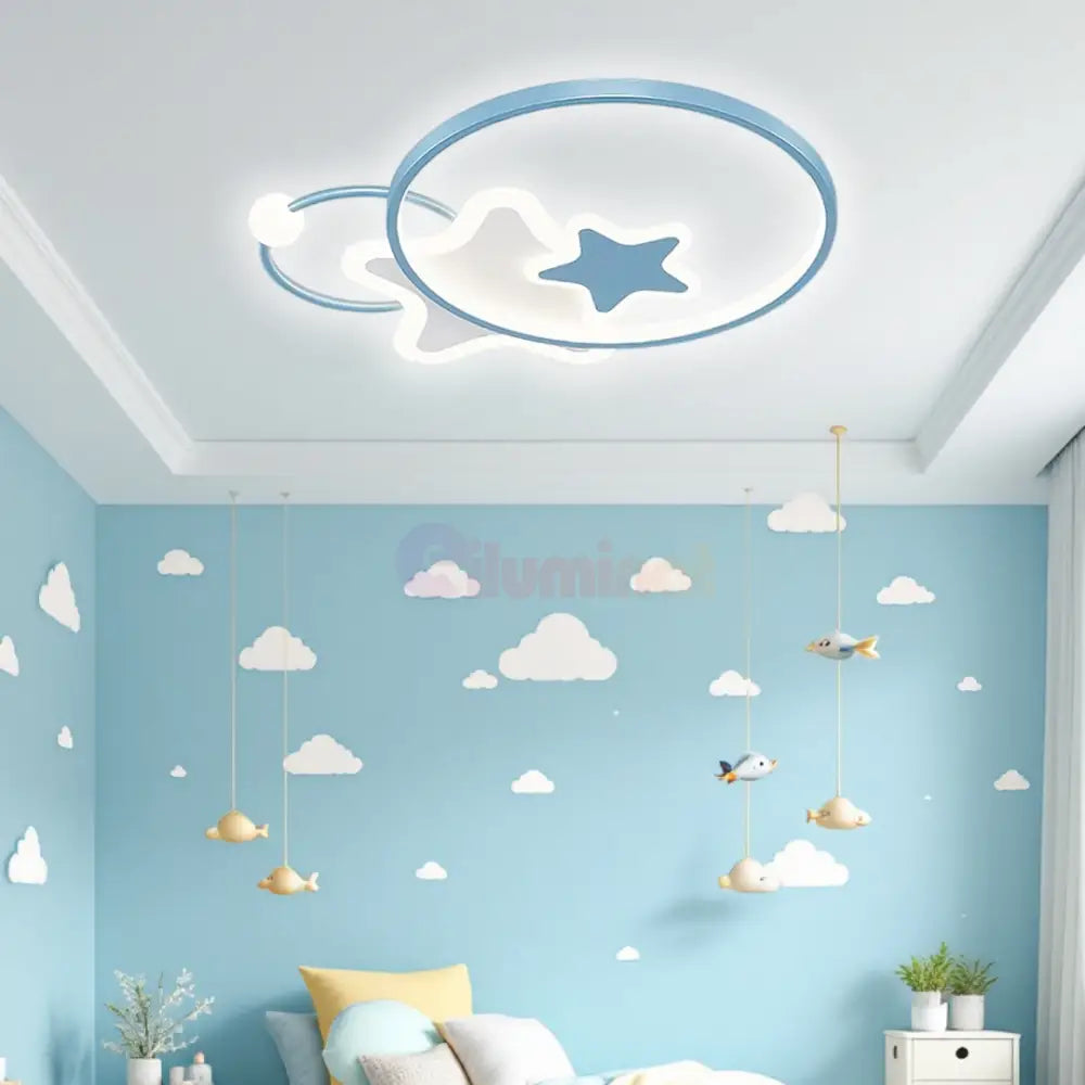 Lustra LED 96W Blue Majesty Telecomanda Echivalent 300W ALBASTRA / 50CM / KIDS Lighting Fixtures