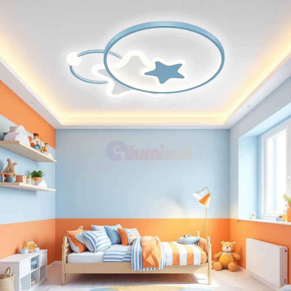 Lustra LED 96W Blue Majesty Telecomanda Echivalent 300W ALBASTRA / 50CM / KIDS Lighting Fixtures