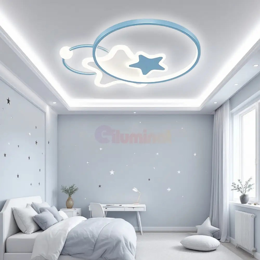 Lustra LED 96W Blue Majesty Telecomanda Echivalent 300W ALBASTRA / 50CM / KIDS Lighting Fixtures