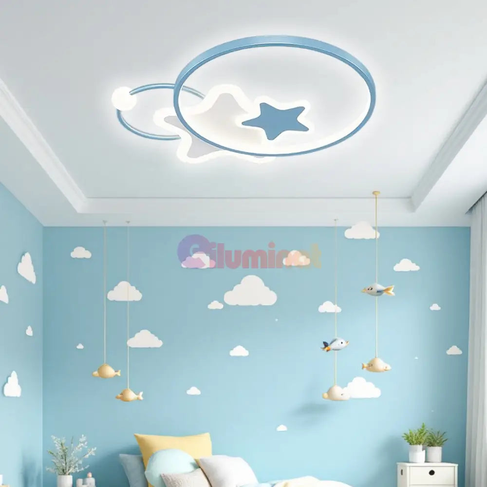 Lustra LED 96W Blue Majesty Telecomanda Echivalent 300W ALBASTRA / 50CM / KIDS Lighting Fixtures