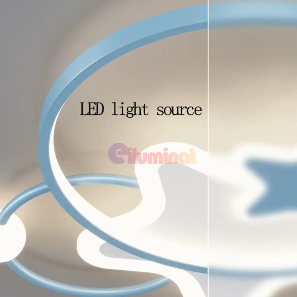 Lustra LED 96W Blue Majesty Telecomanda Echivalent 300W ALBASTRA / 50CM / KIDS Lighting Fixtures