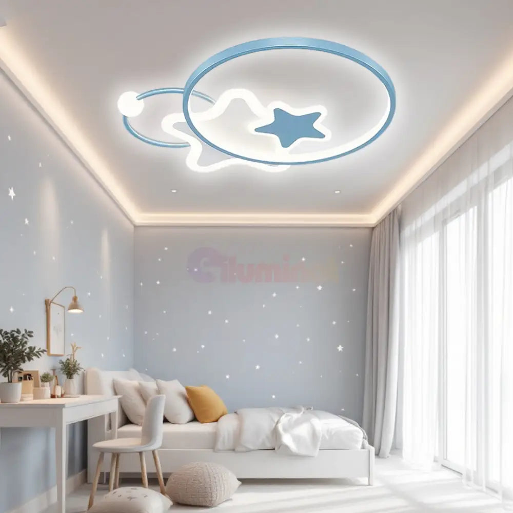 Lustra LED 96W Blue Majesty Telecomanda Echivalent 300W ALBASTRA / 50CM / KIDS Lighting Fixtures