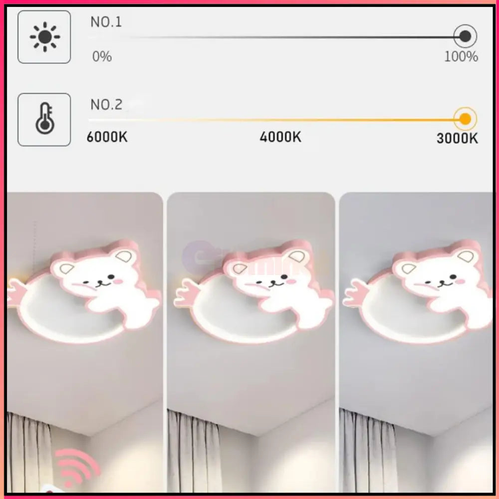Lustra LED 96W Happy Bear cu Telecomanda Echivalent 400W KIDS Lighting Fixtures