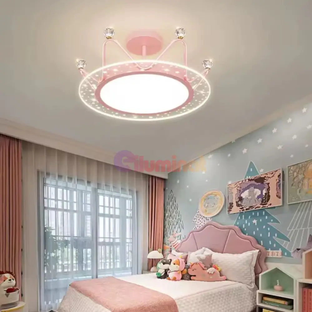 Lustra Led 96W Sophia Crown Pink Echivalent 300W Telecomanda Lighting Fixtures