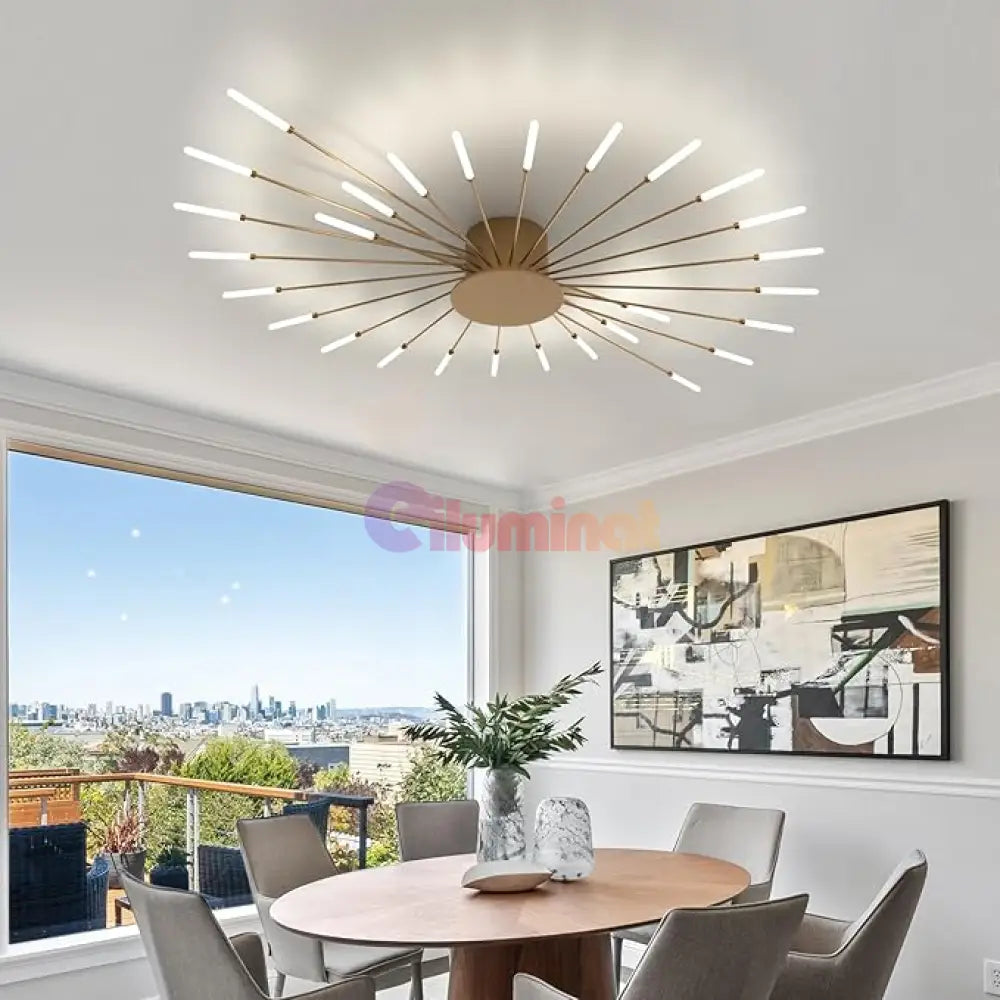 Lustra LED American Dream Gold 112w Echivalent 500W Telecomanda AURIE / 105CM / MINIMALIST DESIGN Chandeliers