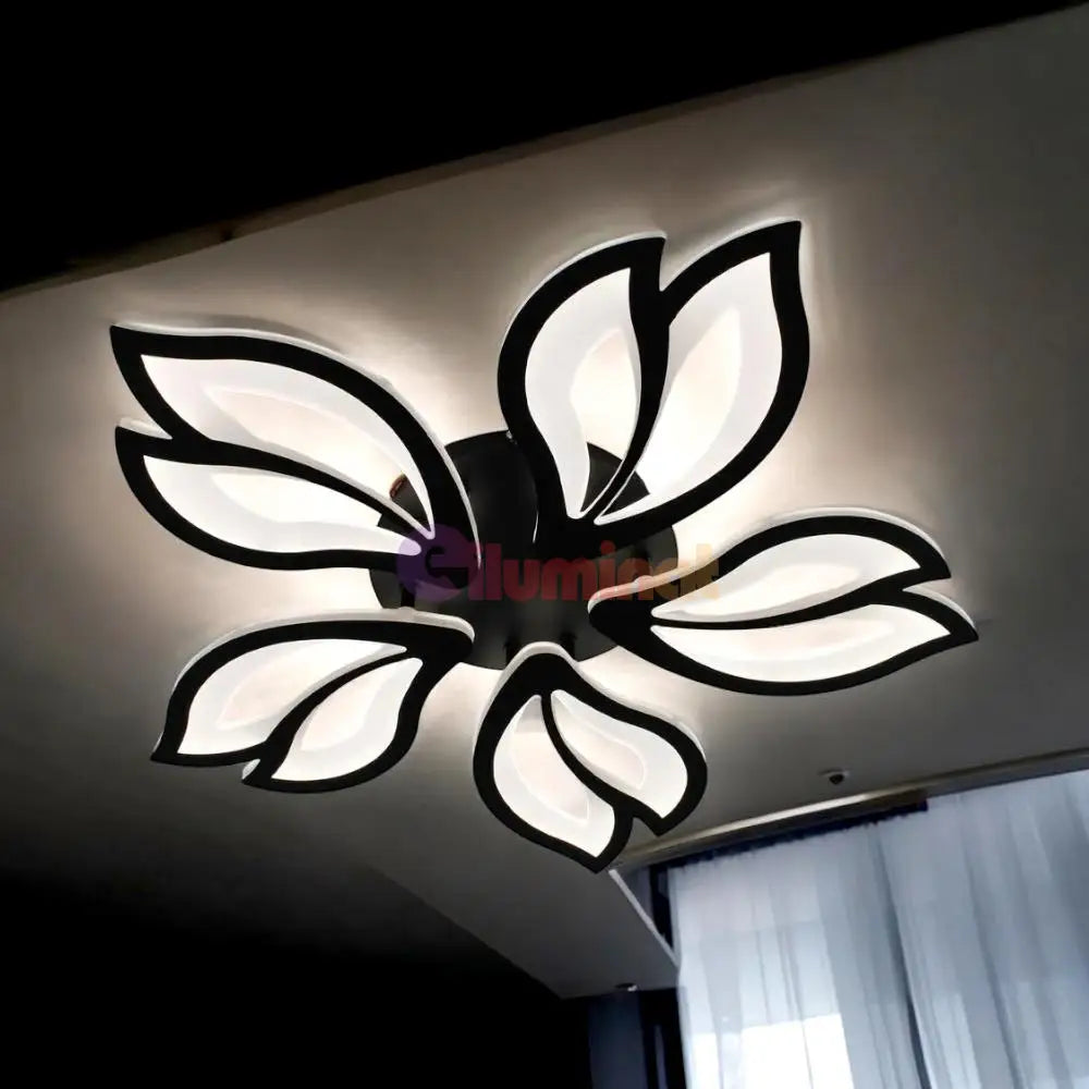 Lustra Led Anemone Black Echivalent 500W Telecomanda Lighting Fixtures