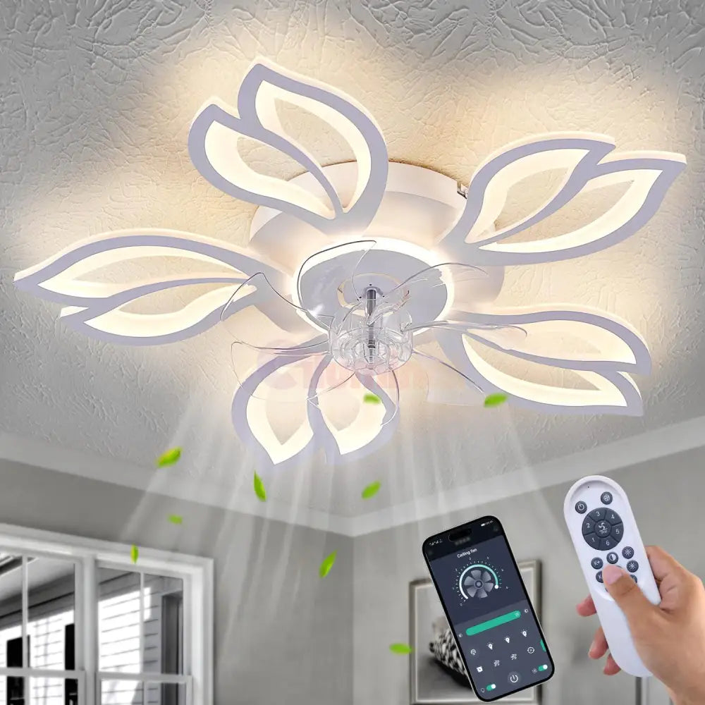 Lustra Led Anemone Cu Ventilator Si Telecomanda Echivalent 400W Lighting Fixtures