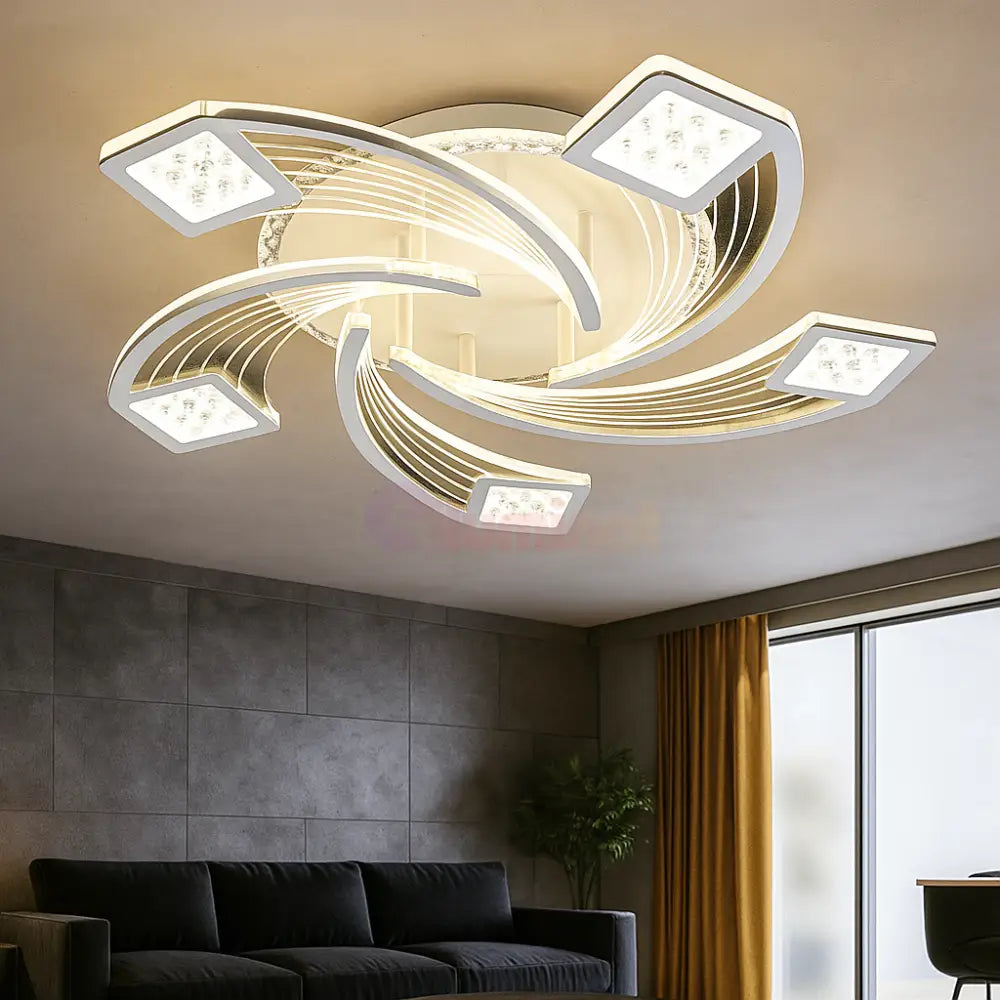 Lustra LED Aplicata AYRA Silver Echivalent 300W Telecomanda Lighting Fixtures