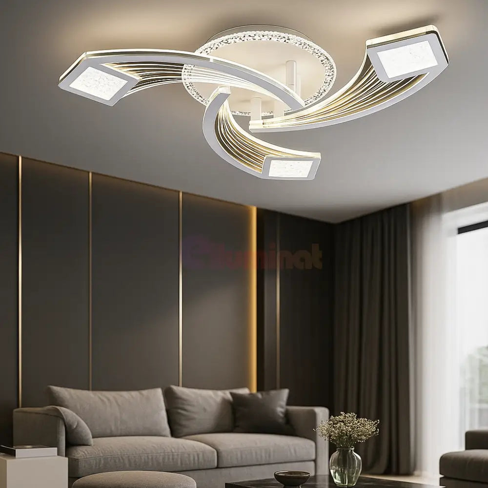 Lustra LED Aplicata AYRA Silver Echivalent 580W Telecomanda Lighting Fixtures