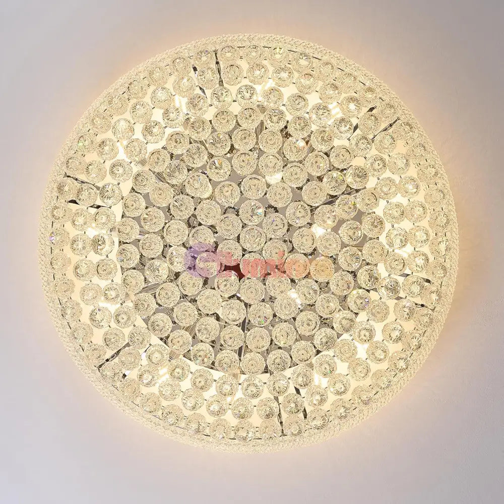 Lustra LED Aplicata Crystal Dome Silver Telecomanda si Lumini RGB Chandeliers