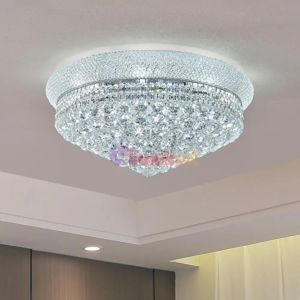 Lustra LED Aplicata Crystal Dome Silver Telecomanda si Lumini RGB Chandeliers