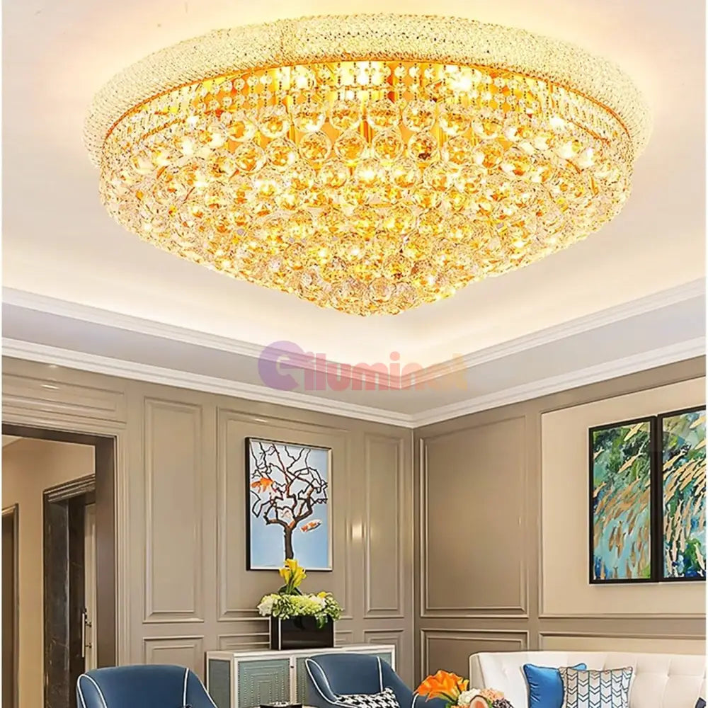 Lustra LED Aplicata Crystal Dome Telecomanda si RGB Chandeliers