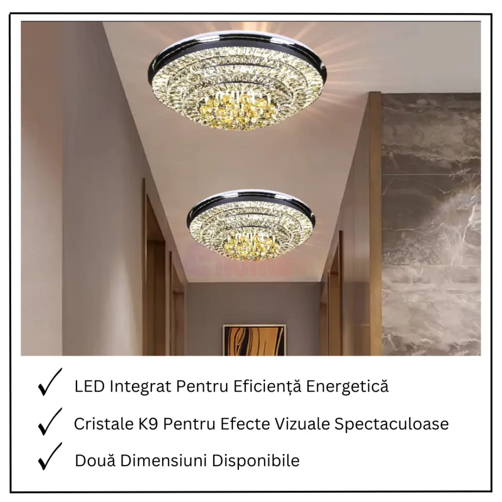 Lustra LED Crystal Dome Telecomanda Chandeliers