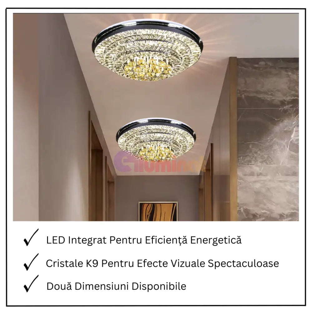 Lustra LED Crystal Dome Telecomanda Chandeliers