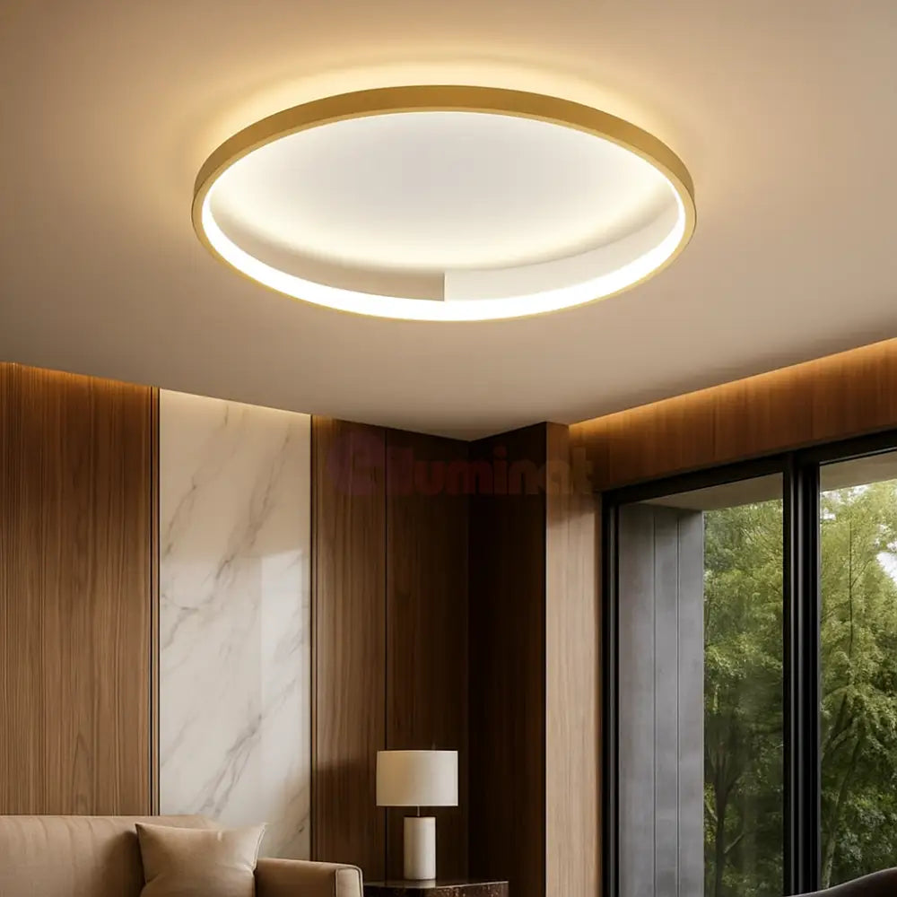 Lustra LED Aplicata JORY White&Gold Telecomanda Echivalent 600W Lighting Fixtures