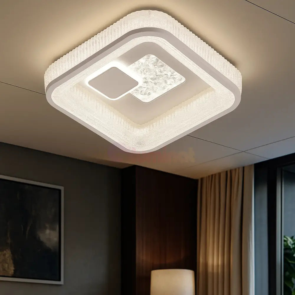 Lustra LED Koko Square White Echivalent 100W ALBA / SQUARE DESIGN / 31CM Lighting Fixtures