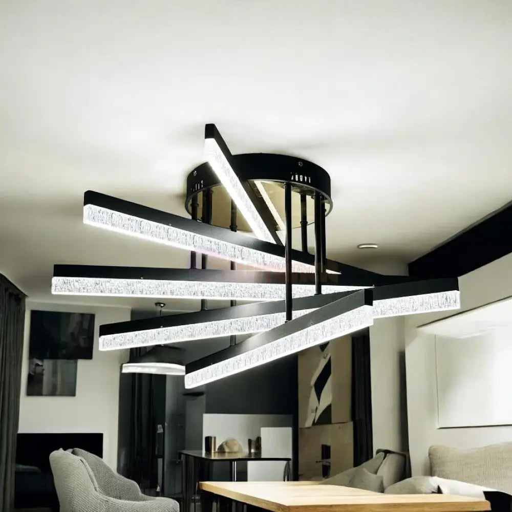 Lustra LED Aplicata Mira 5 Linnes Echivalent 500W Telecomanda NEAGRA / MINIMALIST DESIGN Chandeliers