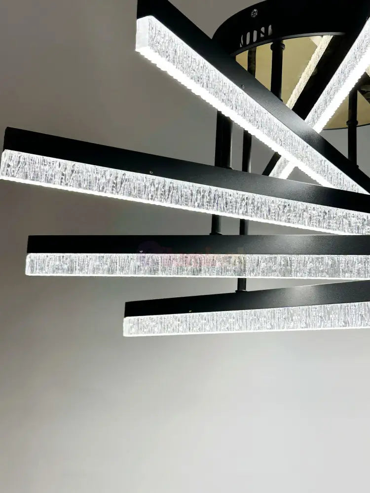 Lustra LED Aplicata Mira 5 Linnes Echivalent 500W Telecomanda NEAGRA / MINIMALIST DESIGN Chandeliers