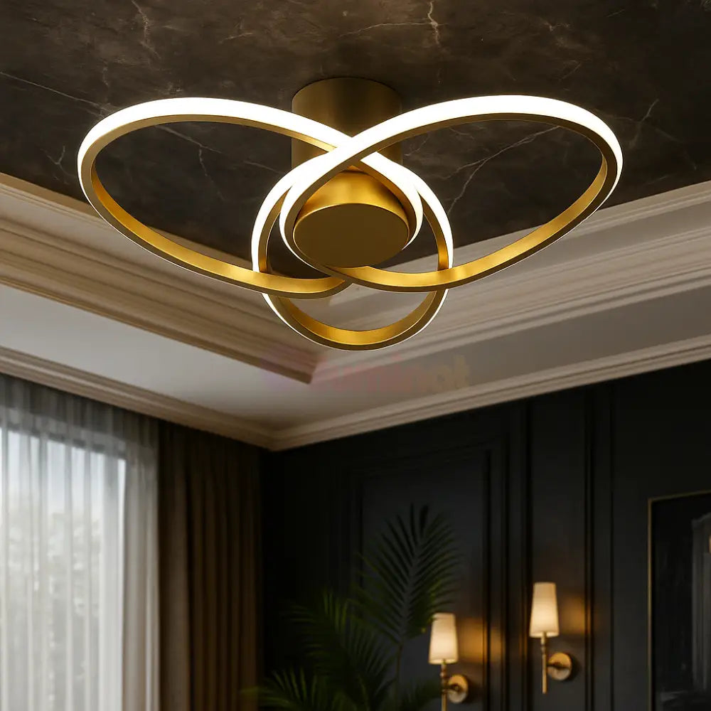 Lustra LED Aplicata OSEN Gold Telecomanda Echivalent 780W Lighting Fixtures