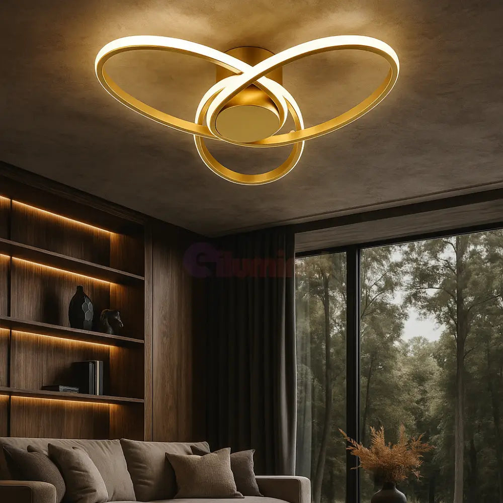 Lustra LED Aplicata OSEN Gold Telecomanda Echivalent 780W Lighting Fixtures