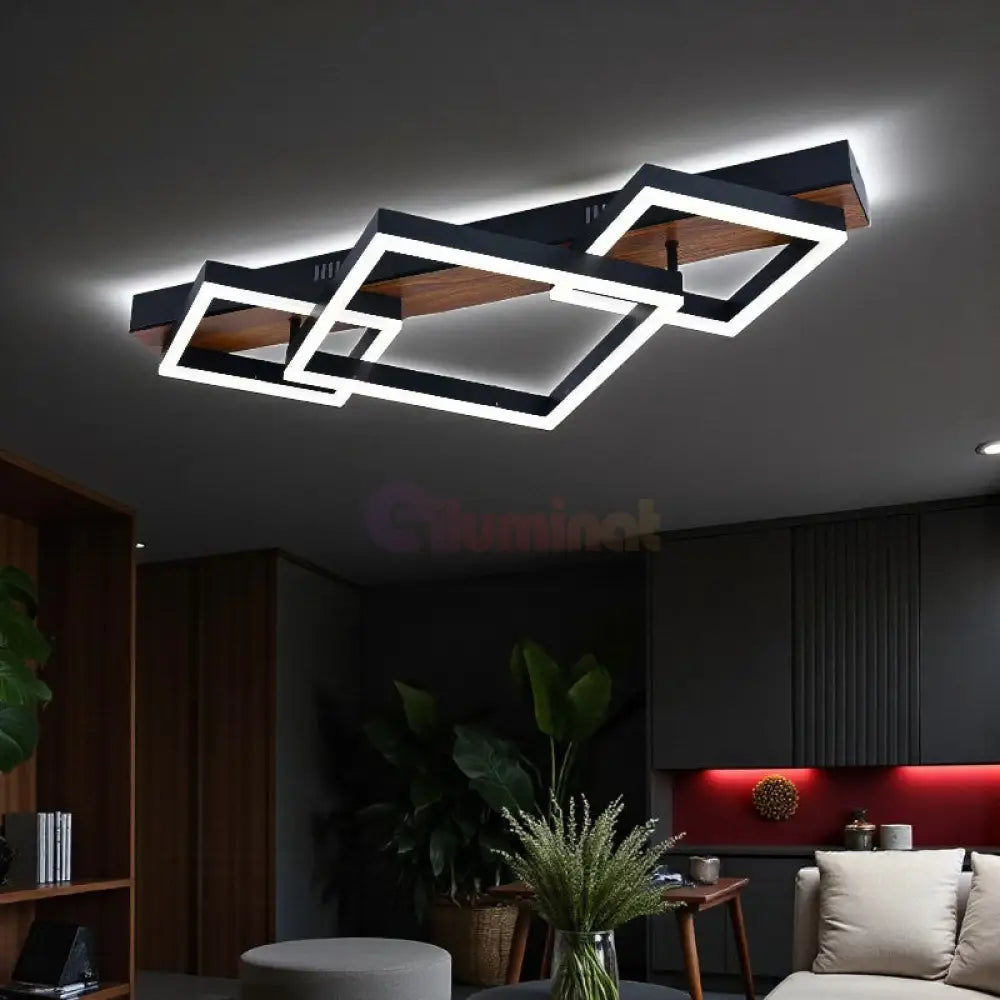 Lustra LED Zenn Telecomanda Wifi 2.4G Black 3 Culori G4211 NEAGRA / SQUARE DESIGN Lighting Fixtures