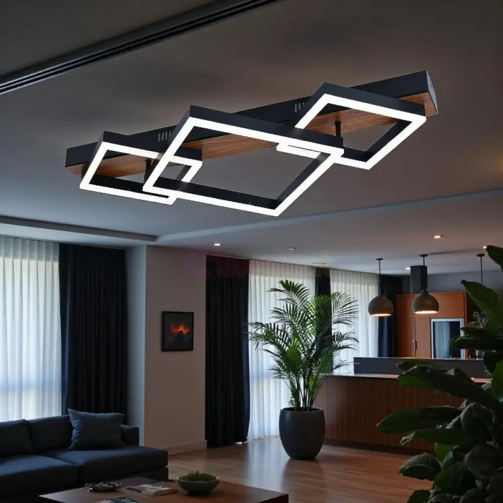 Lustra LED Zenn Telecomanda Wifi 2.4G Black 3 Culori G4211 NEAGRA / SQUARE DESIGN Lighting Fixtures