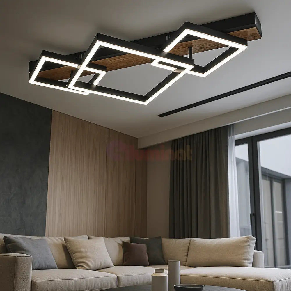 Lustra LED Zenn Telecomanda Wifi 2.4G Black 3 Culori G4211 NEAGRA / SQUARE DESIGN Lighting Fixtures