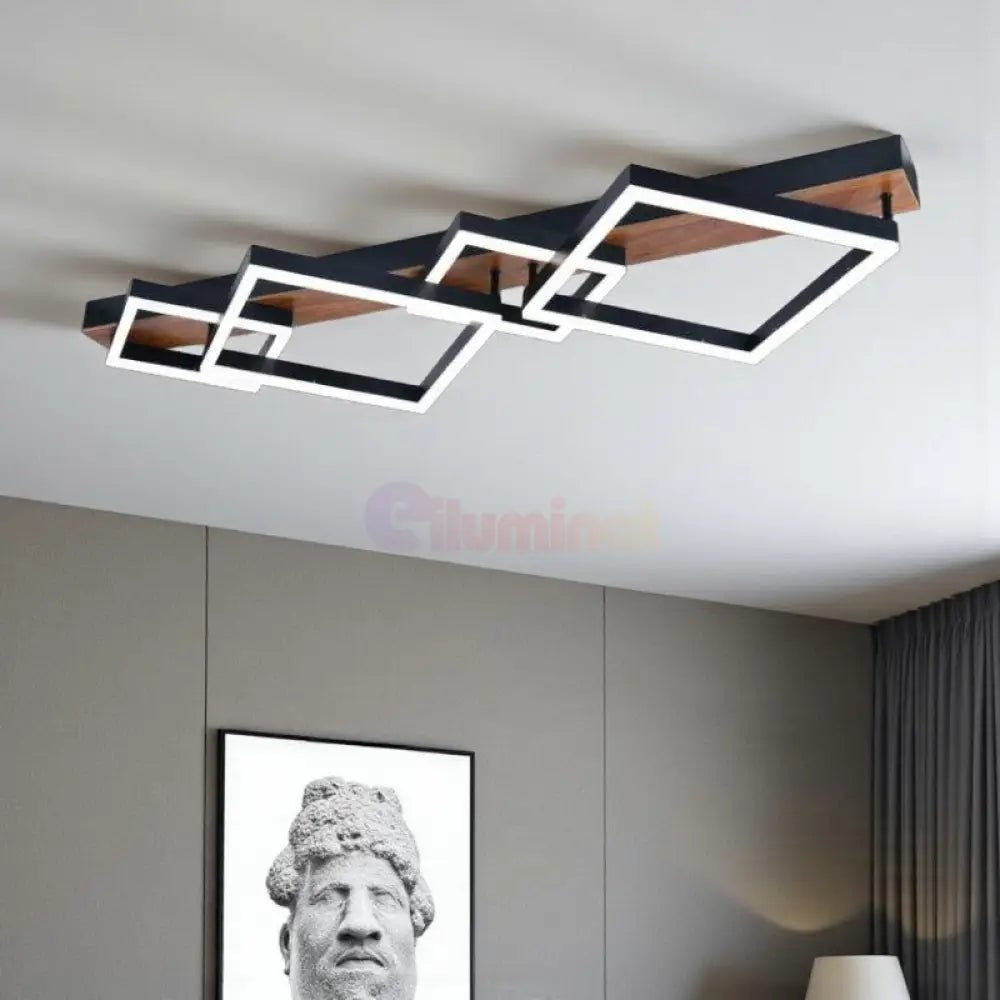 Lustra LED Suspendata Zenn Telecomanda Wifi 2.4G Black 3 Culori NEAGRA / SQUARE DESIGN Lighting Fixtures