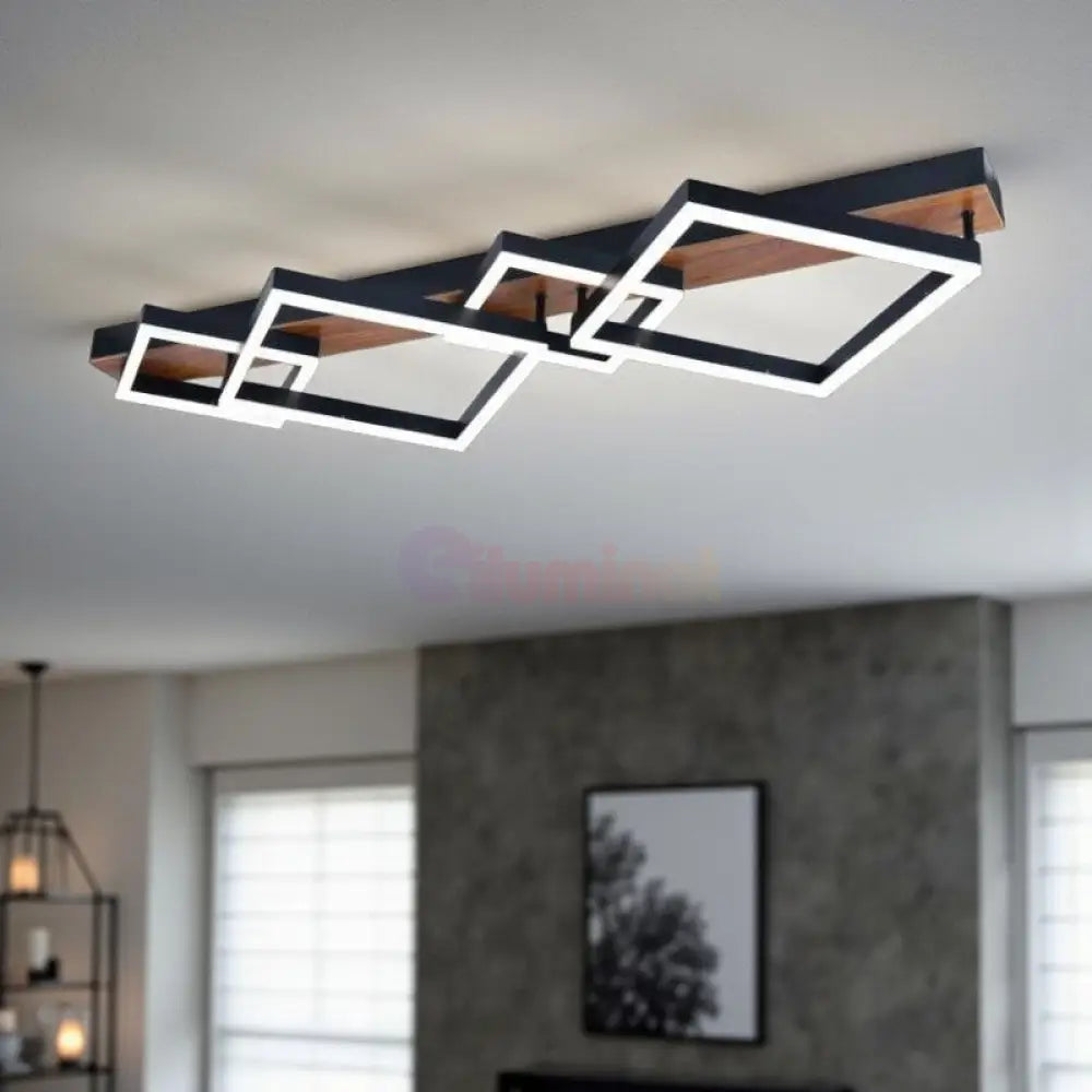 Lustra LED Suspendata Zenn Telecomanda Wifi 2.4G Black 3 Culori NEAGRA / SQUARE DESIGN Lighting Fixtures