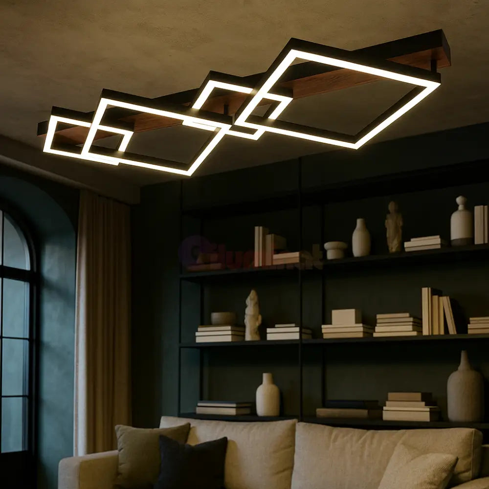 Lustra LED Suspendata Zenn Telecomanda Wifi 2.4G Black 3 Culori NEAGRA / SQUARE DESIGN Lighting Fixtures