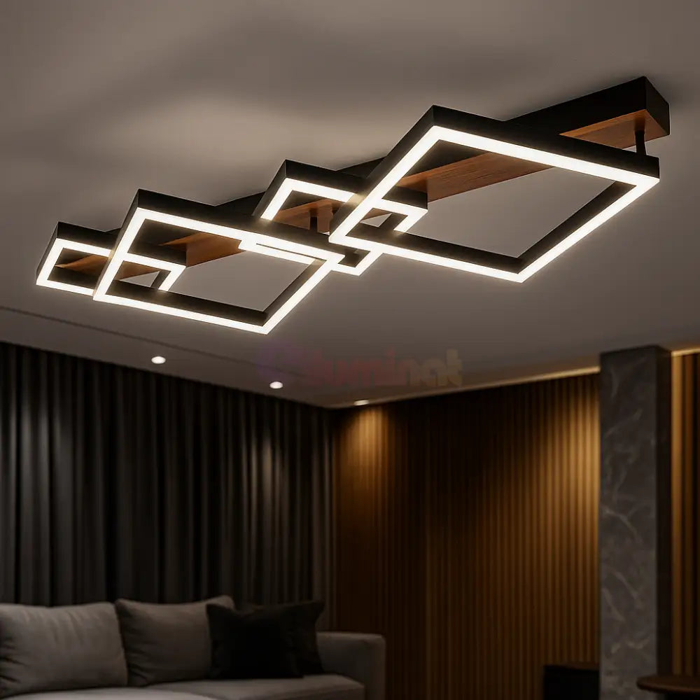 Lustra LED Suspendata Zenn Telecomanda Wifi 2.4G Black 3 Culori NEAGRA / SQUARE DESIGN Lighting Fixtures