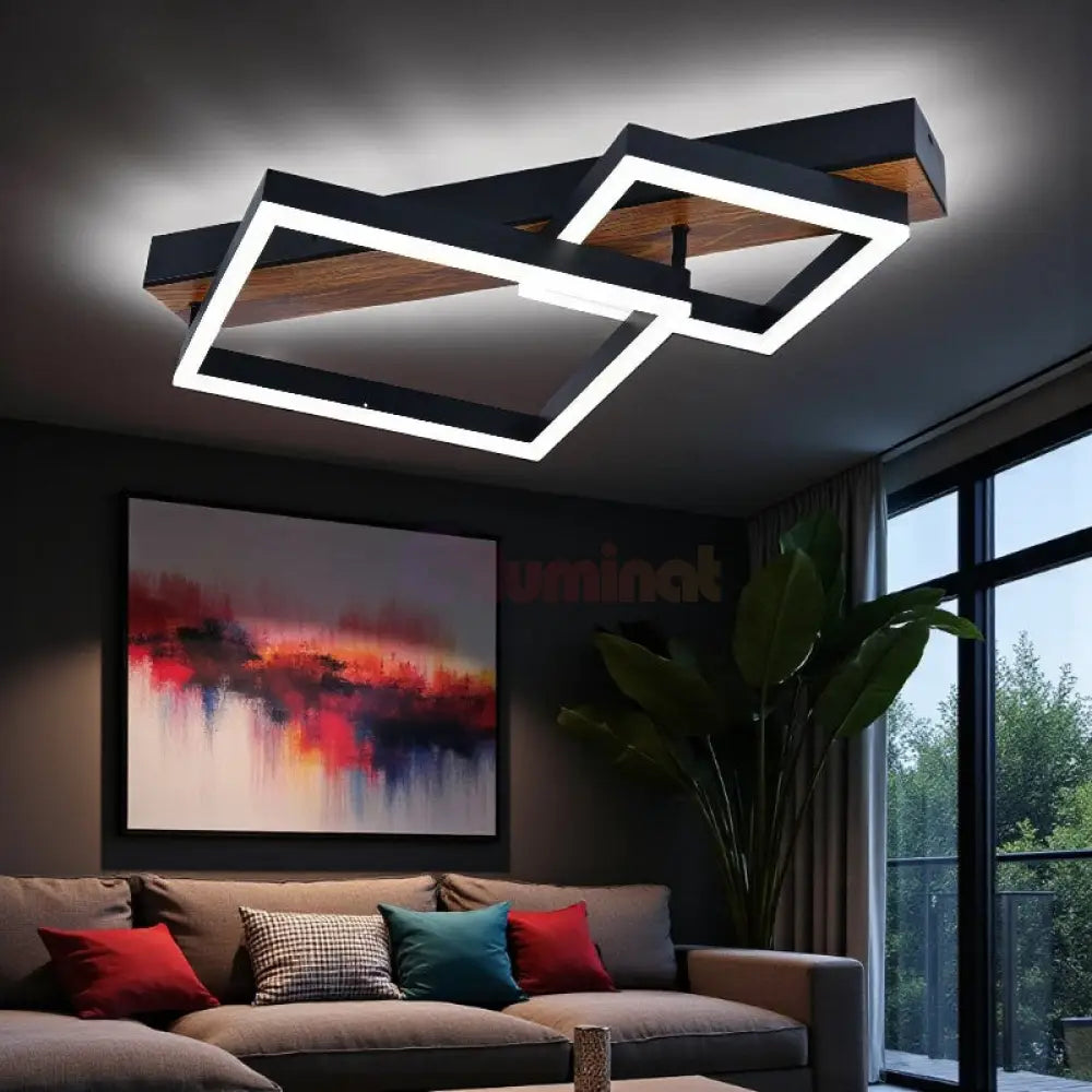 Lustra LED Zenn Telecomanda Wifi 2.4G Black 3 Culori G4212 NEAGRA / SQUARE DESIGN Lighting Fixtures