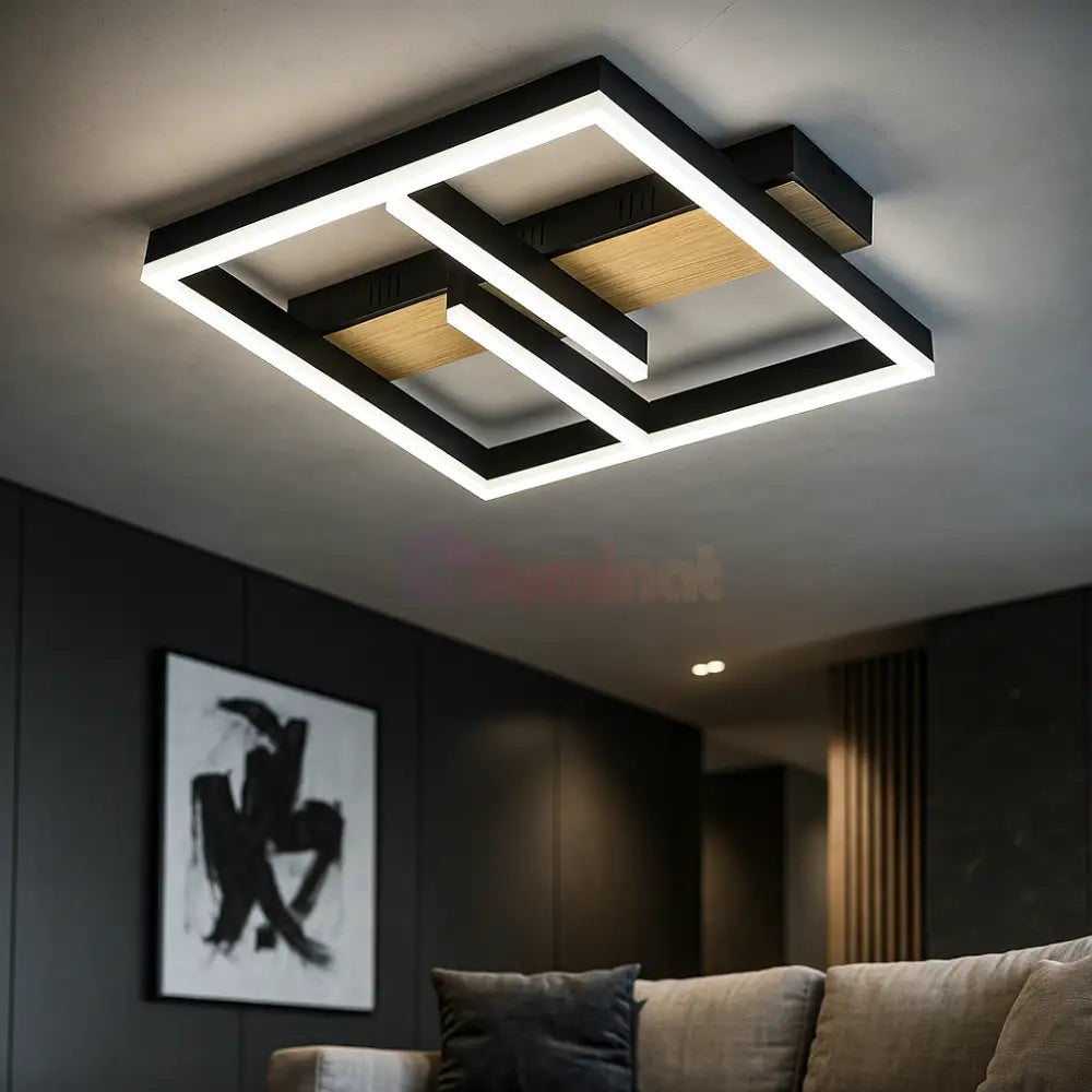 Lustra LED Zenn Telecomanda Wifi 2.4G Black 3 Culori G4218 NEAGRA / SQUARE DESIGN Lighting Fixtures
