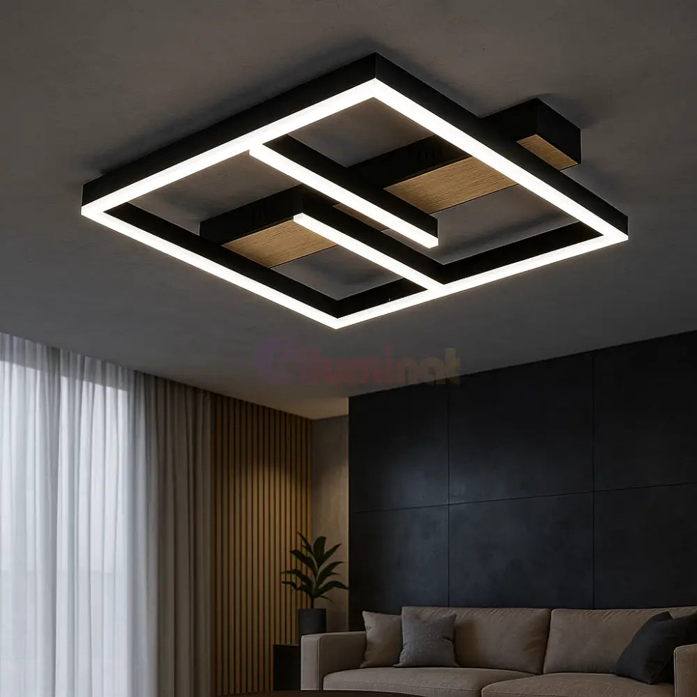 Lustra LED Zenn Telecomanda Wifi 2.4G Black 3 Culori G4218 NEAGRA / SQUARE DESIGN Lighting Fixtures