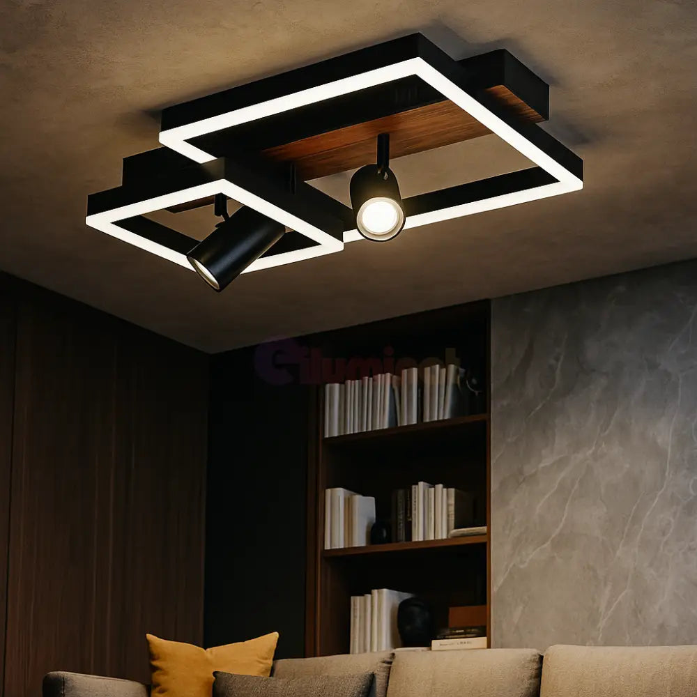 Lustra LED Zenn Telecomanda Wifi 2.4G Black 3 Culori G4228 NEAGRA / SQUARE DESIGN Lighting Fixtures