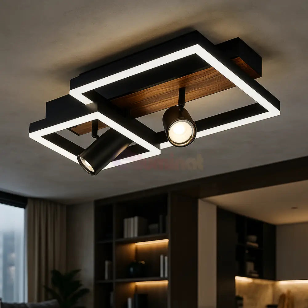 Lustra LED Zenn Telecomanda Wifi 2.4G Black 3 Culori G4228 NEAGRA / SQUARE DESIGN Lighting Fixtures