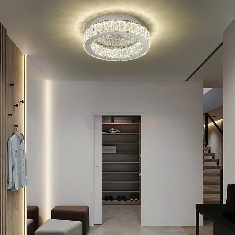 Lustra LED Argintie Glamour Round CRISTAL Telecomanda Chandeliers Crystal