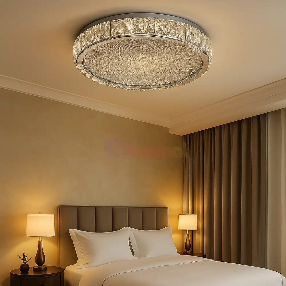 Lustra LED Argintie Glamour Round CRISTAL Telecomanda Chandeliers Crystal