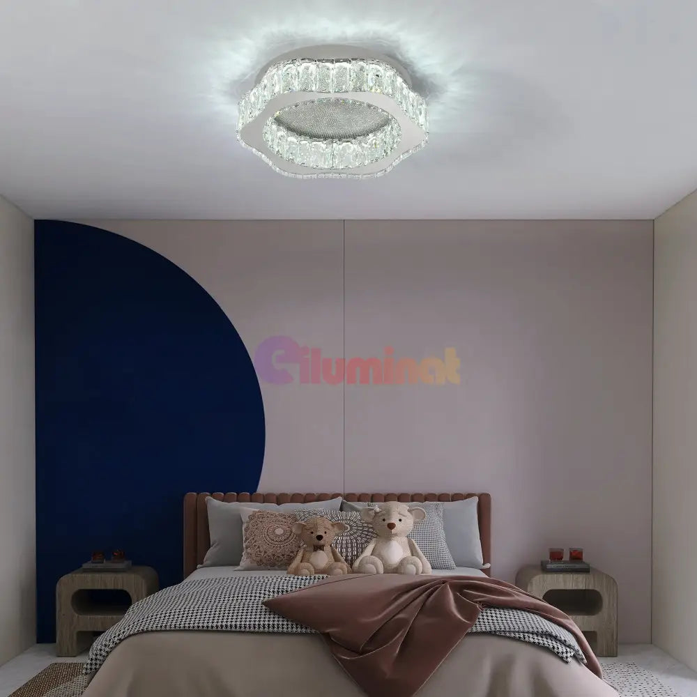 Lustra LED Argintie Splash Crystal Telecomanda Chandeliers Crystal