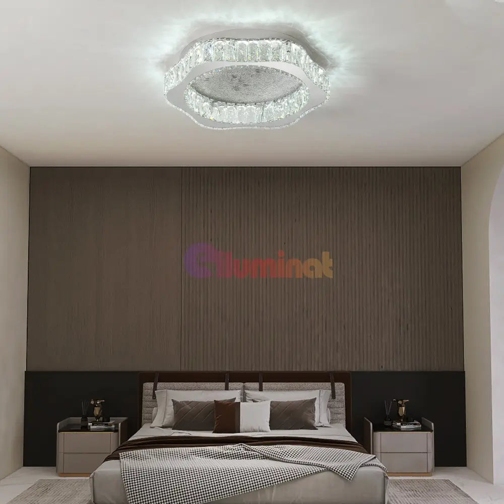 Lustra LED Argintie Splash Crystal Telecomanda Chandeliers Crystal
