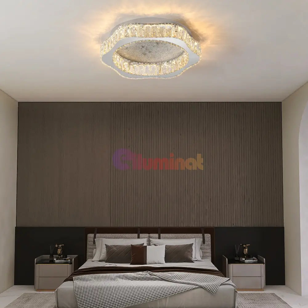 Lustra LED Argintie Splash Crystal Telecomanda Chandeliers Crystal