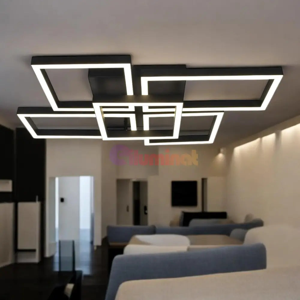 Lustra Led Arteon Black 3 + 2 Echivalent 400W Telecomanda Lighting Fixtures