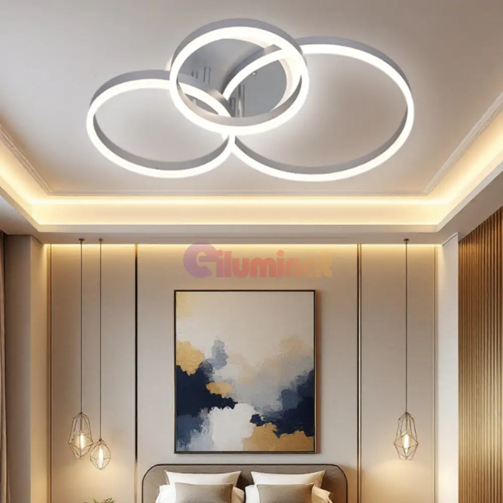 Lustra LED Beauty Silver Circle Echivalent 600W cu Telecomandă 5185-40 + 30 + 25cm SILVER / CIRCLE DESIGN Lighting