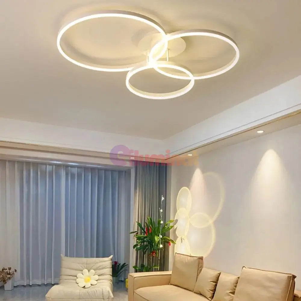 Lustra Led Beauty White Circle Echivalent 600W Telecomanda Lighting Fixtures
