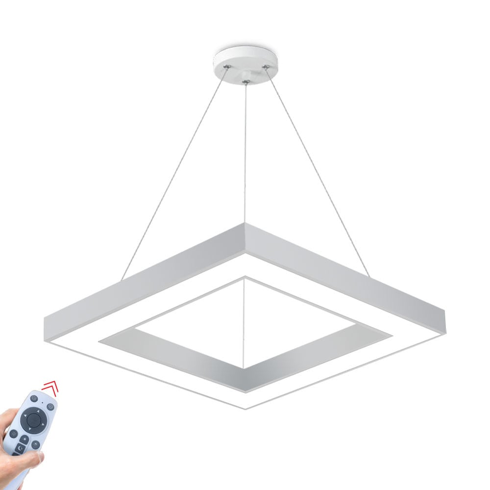 Lustra LED Suspendata RENZO Square White Telecomanda Echivalent 300W