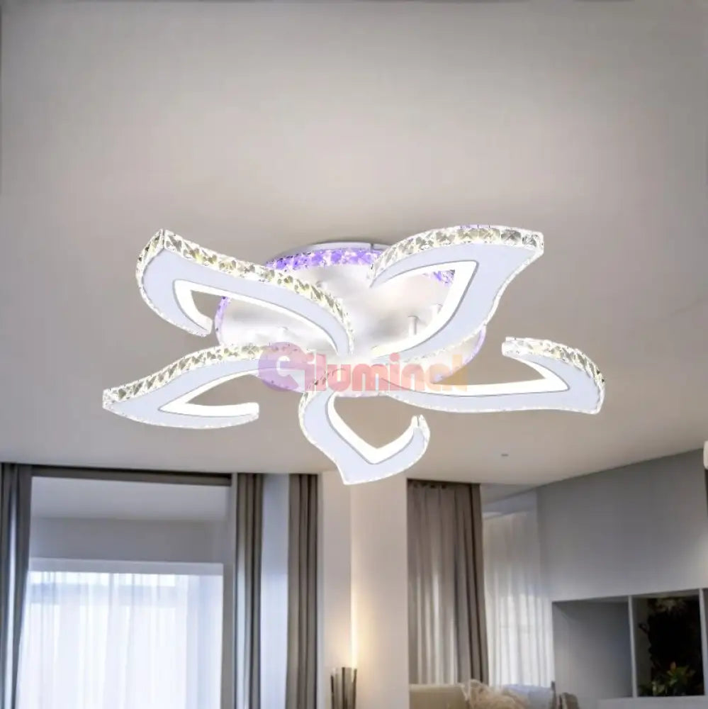 Lustra Led 156W Camelia Cristal Alba Rgb Telecomanda Echivalent 600W Lighting Fixtures