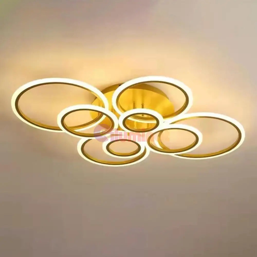 Lustra LED Circle 4 + 4 Gigant Gold Echivalent 1000W Telecomanda NEAGRA / 100CM / CIRCLE DESIGN Lighting Fixtures