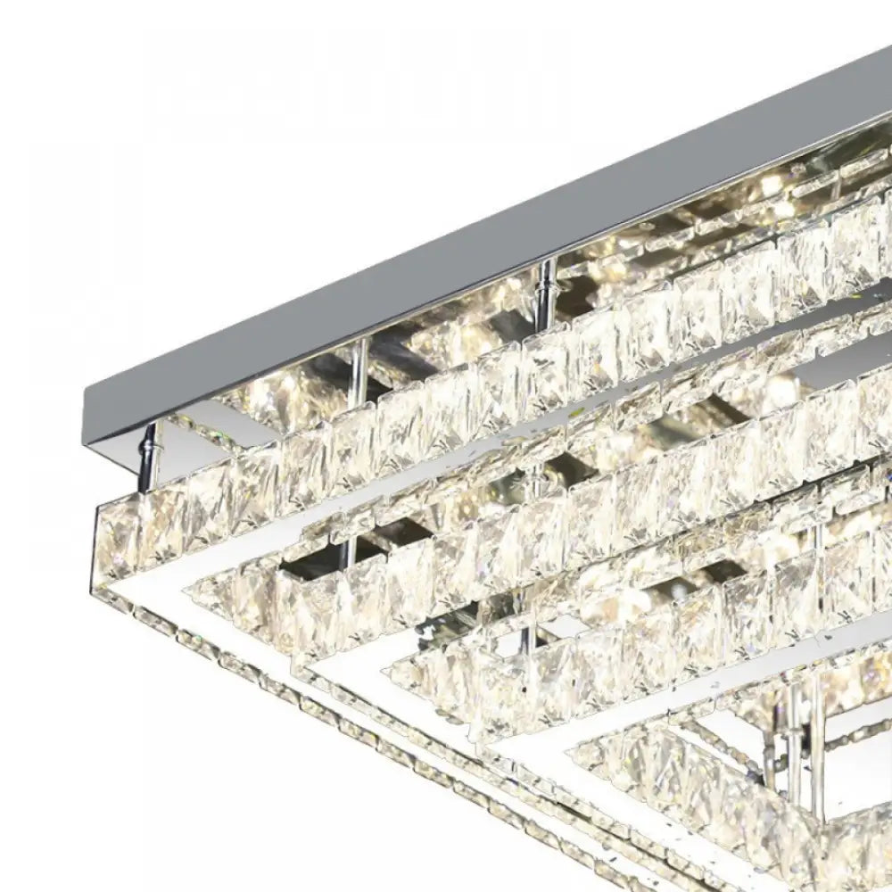Lustra LED Exquisite Square Cristal Echivalent 400W Telecomanda CHROME / 40CM / CRISTAL Chandeliers