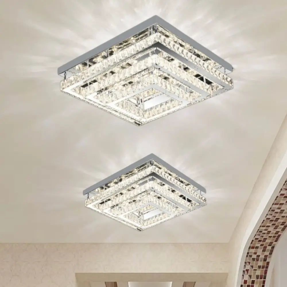 Lustra LED Exquisite Square Cristal Echivalent 400W Telecomanda CHROME / 40CM / CRISTAL Chandeliers
